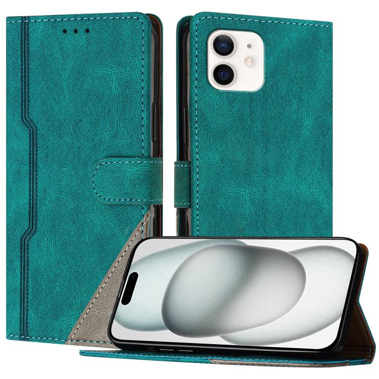

For iPhone 12 / 12 Pro Color Matching Buckle Clasp Vegan Leather Phone Case(Green)