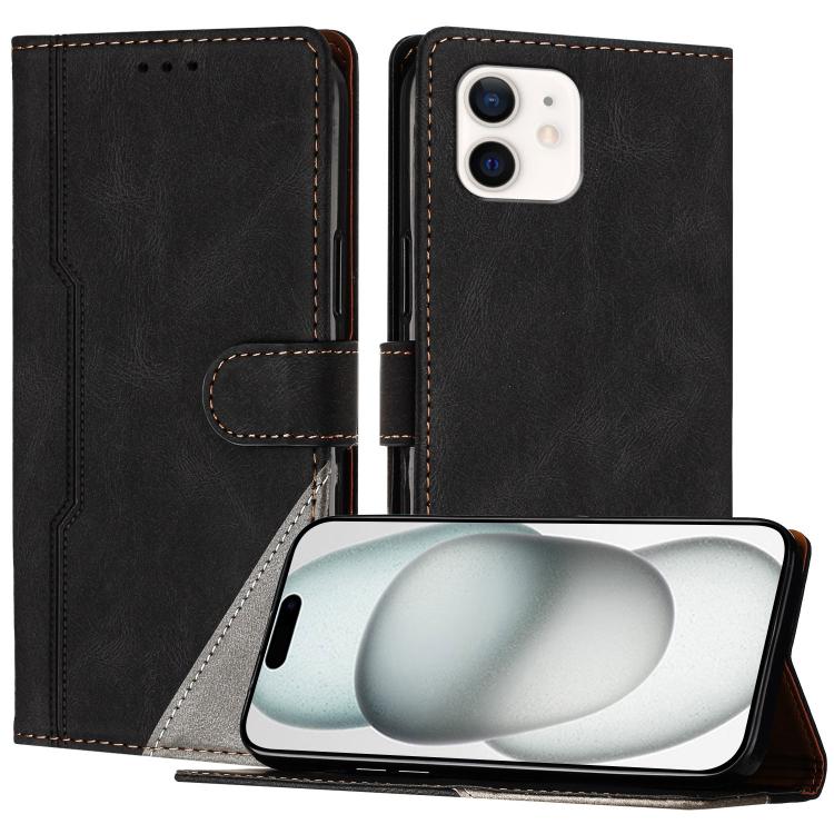 

For iPhone 12 mini Color Matching Buckle Clasp Vegan Leather Phone Case(Black)