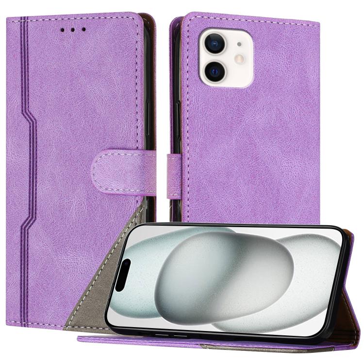 

For iPhone 11 Color Matching Buckle Clasp Vegan Leather Phone Case(Purple)