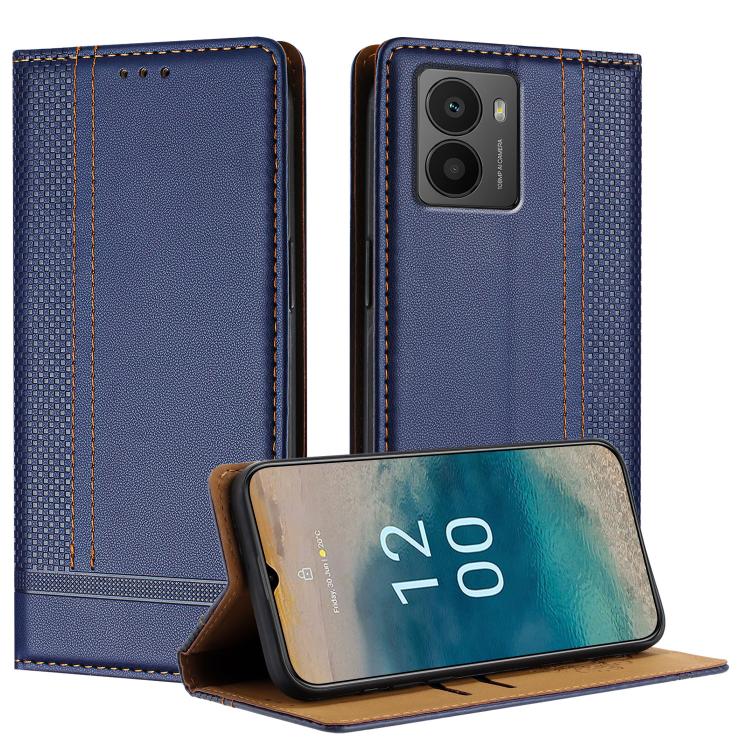 

For HMD Fusion Stitching Design Scratch-Resistant Vegan Leather Phone Case(Blue)