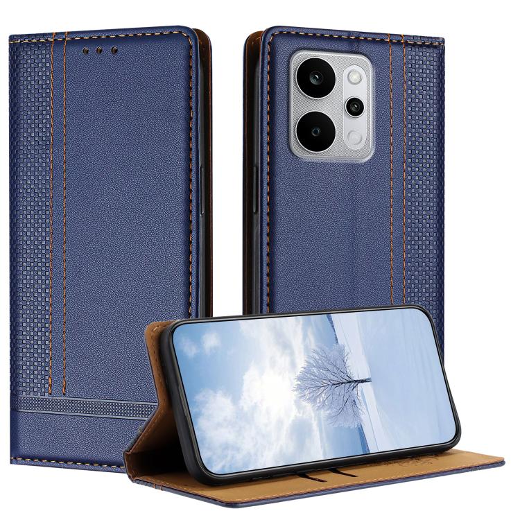 

For Realme P4 Power 5G Stitching Design Scratch-Resistant Vegan Leather Phone Case(Blue)