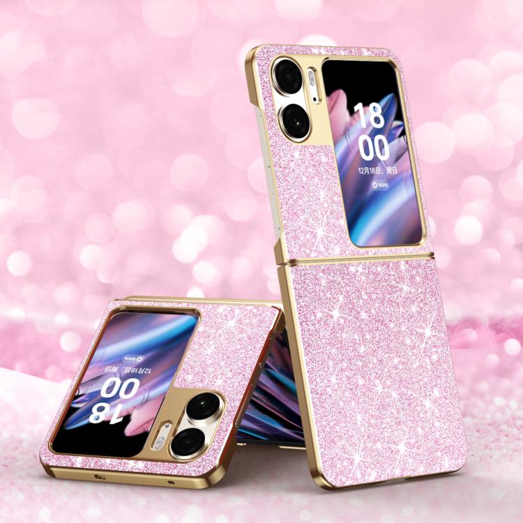

For OPPO Find N2 Flip Electroplate Glittery Shockproof Phone Case(Pink)