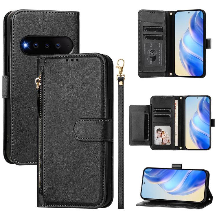 

For Natural AI Phone 5G Multi-Card Slots Zipper Wallet Leather Phone Case(Black)