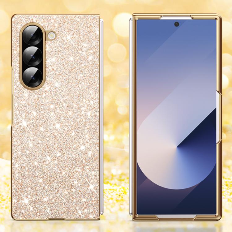 For Galaxy Z Fold6 5G Electroplate Glittery Shockproof Phone Case(Gold)