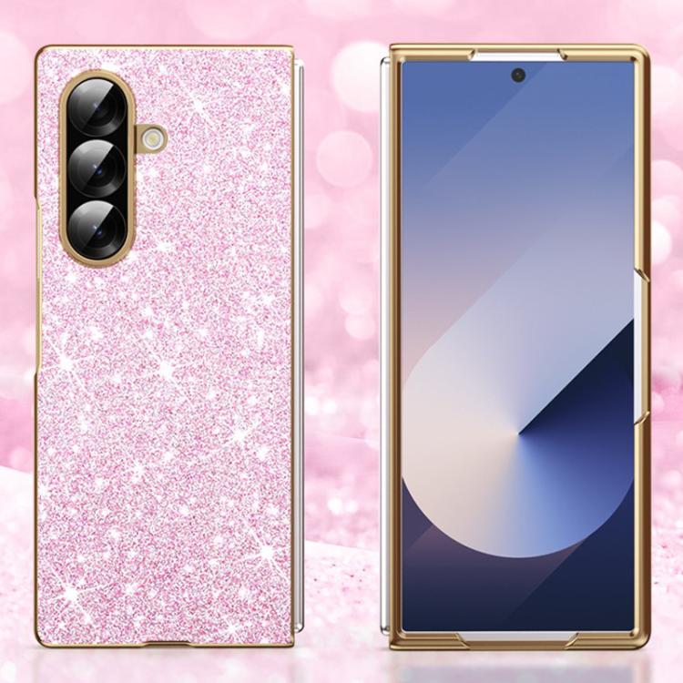 For Galaxy Z Fold7 5G Electroplate Glittery Shockproof Phone Case(Pink)