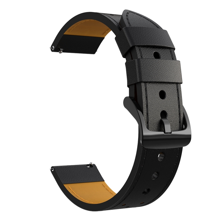 

For Samsung Galaxy Watch 3 45mm Round Hole Line Leather Watch Band(Black Leather Line Orange Point)