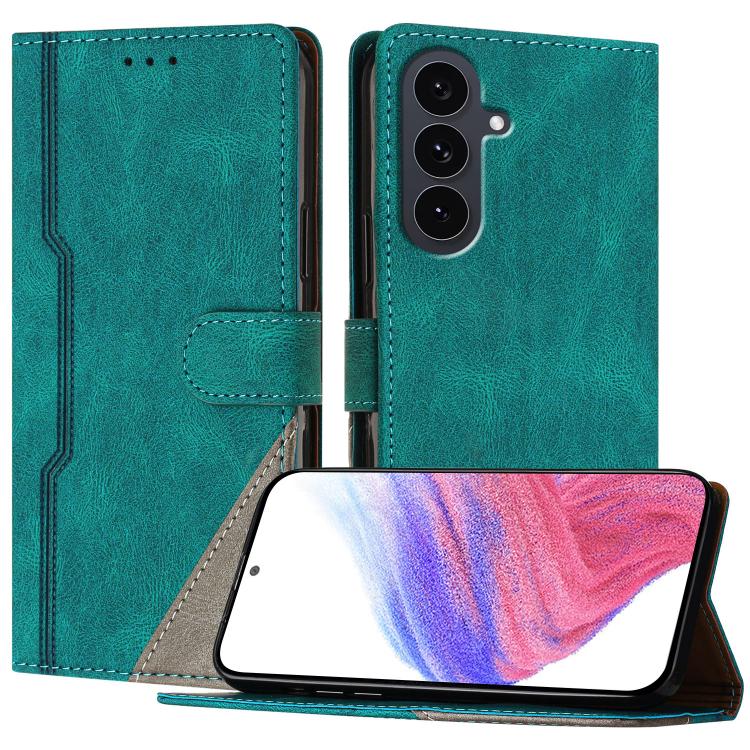 

For Galaxy S25 FE 5G Color Matching Buckle Clasp Vegan Leather Phone Case(Green)