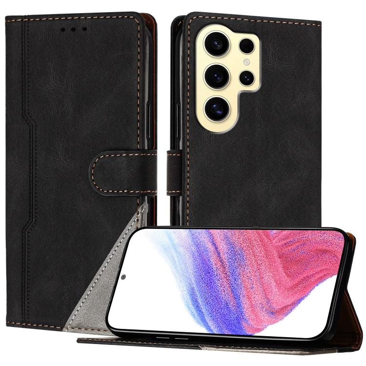 

For Galaxy S24 Ultra 5G Color Matching Buckle Clasp Vegan Leather Phone Case(Black)