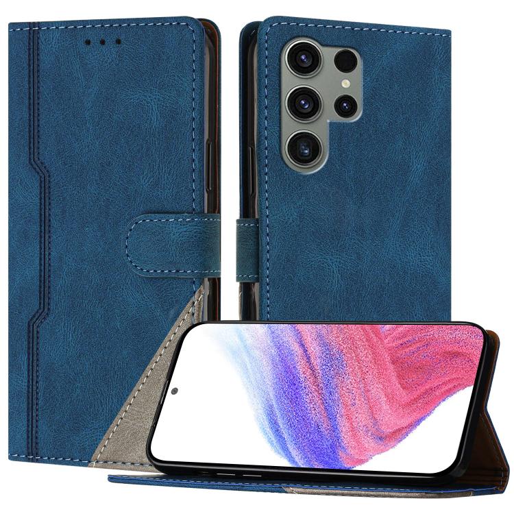 

For Galaxy S23 Ultra 5G Color Matching Buckle Clasp Vegan Leather Phone Case(Blue)