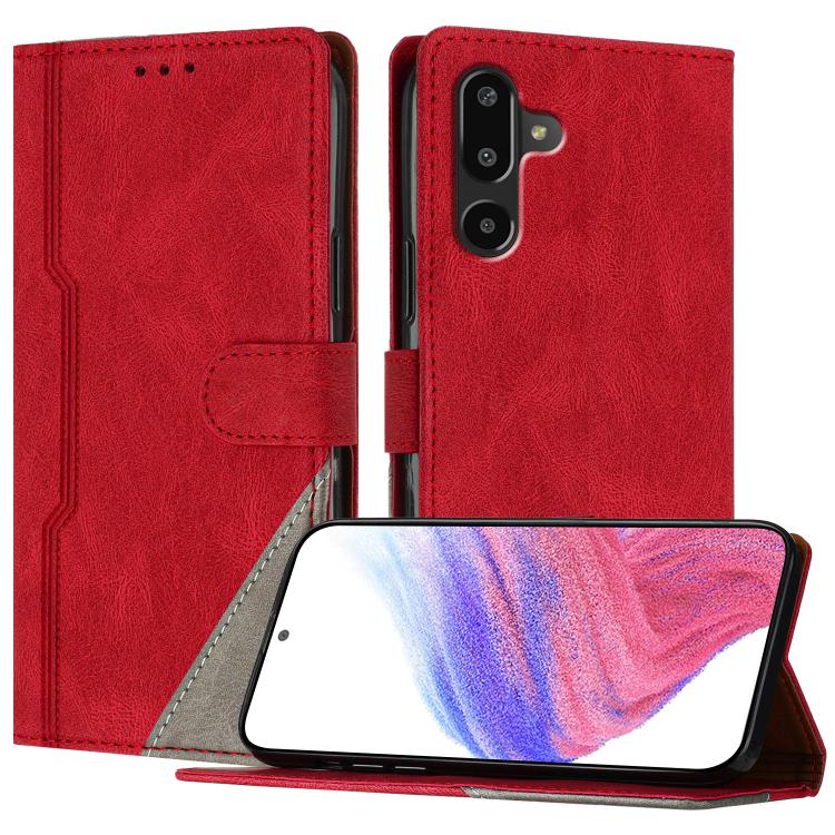 

For Galaxy F16 5G Color Matching Buckle Clasp Vegan Leather Phone Case(Red)