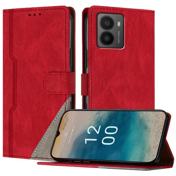 

For HMD Fusion Color Matching Buckle Clasp Vegan Leather Phone Case(Red)