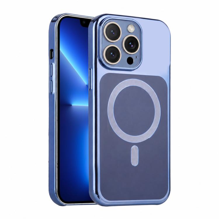 For iPhone 13 Pro Max Flowing Gold Phantom Magnetic Shockproof Phone Case(Blue)