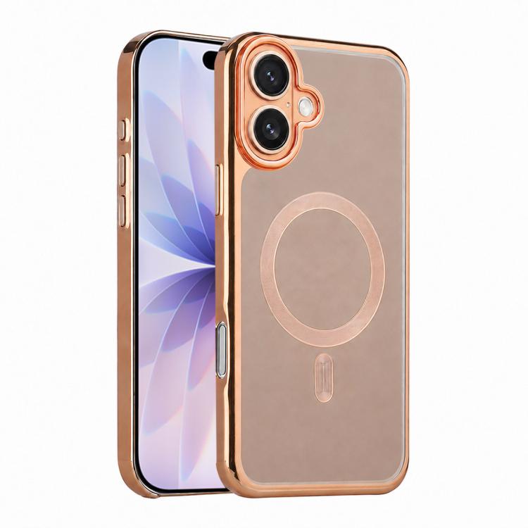 For iPhone 17 Flowing Gold Phantom Magnetic Shockproof Phone Case(Brown)