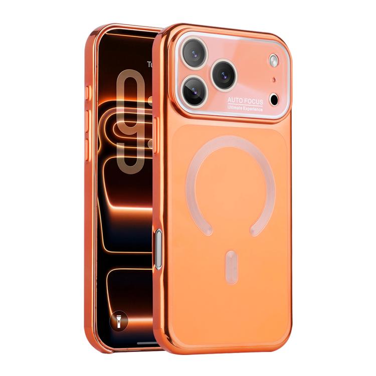 For iPhone 17 Pro Max Flowing Gold Phantom Magnetic Shockproof Phone Case(Orange)