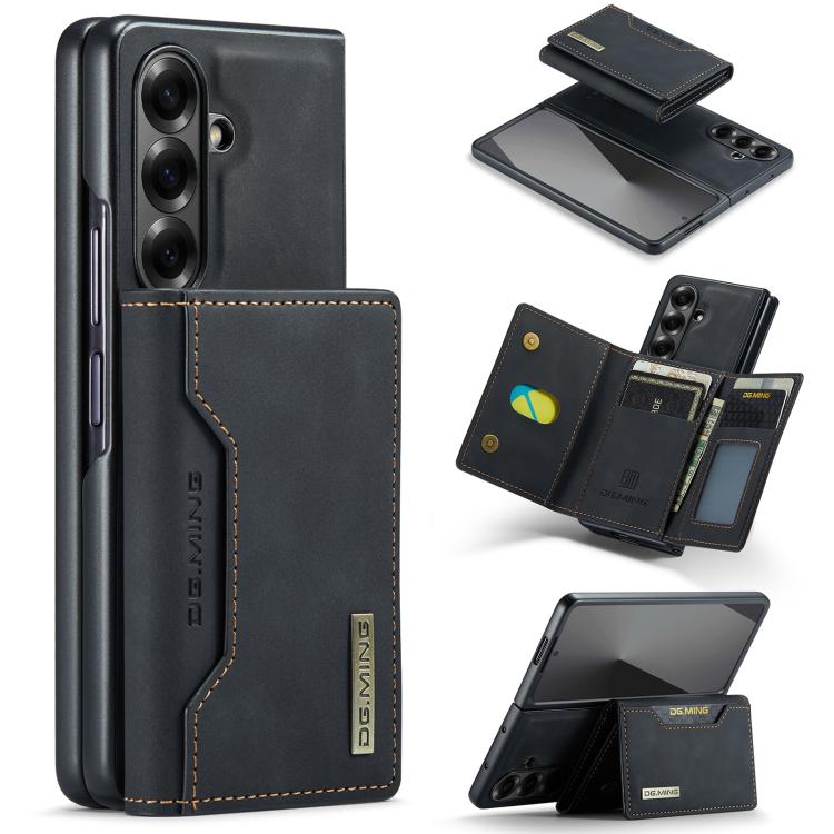 

For Galaxy Z Fold7 5G DG.MING M2 Series 3-Fold Multi Card Bag + Magnetic Phone Case(Black)