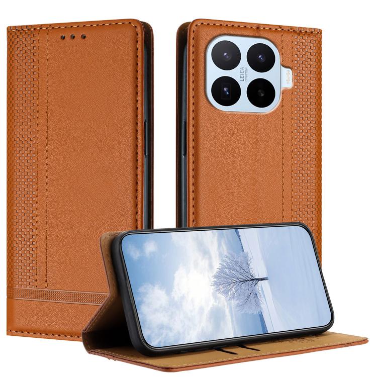 

For Xiaomi 17T 5G Stitching Design Scratch-Resistant Vegan Leather Phone Case(Brown)