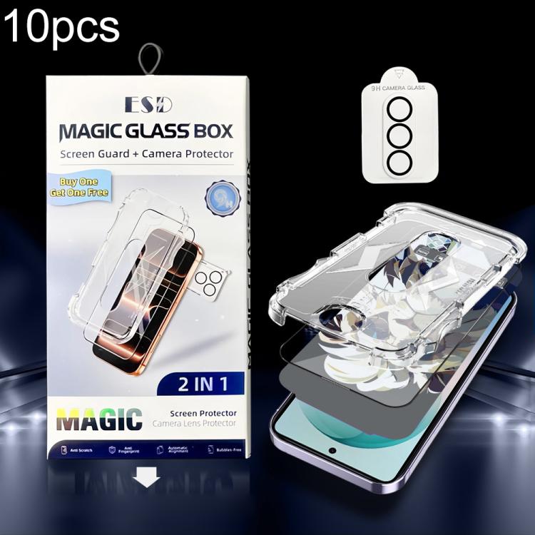 

For Galaxy S26+ 5G 10pcs Easy Install Dust-proof Box HD Tempered Glass Film with Lens Film, Support Ultrasonic Unlock