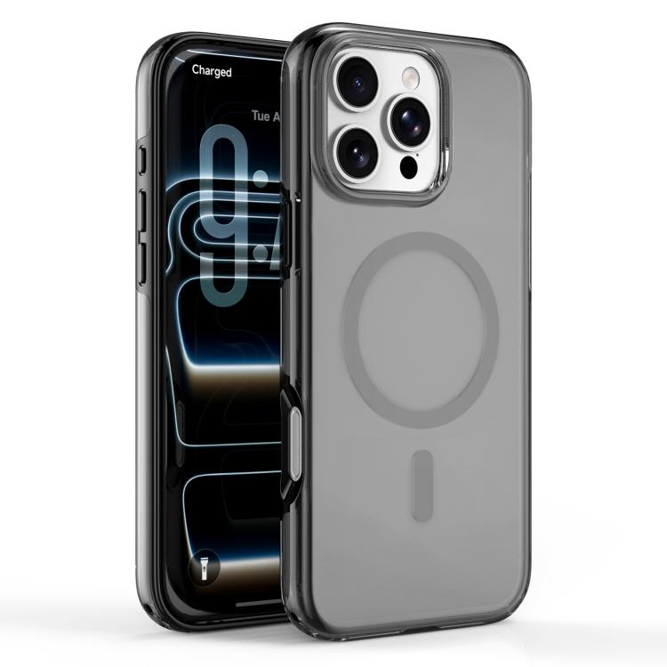 For iPhone 16 Pro Dual Layer Anti Compression Magnetic Phone Case(Black Through Hole)