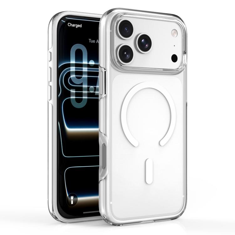 For iPhone 18 Pro / 17 Pro Dual Layer Anti Compression Magnetic Phone Case(White Through Hole)