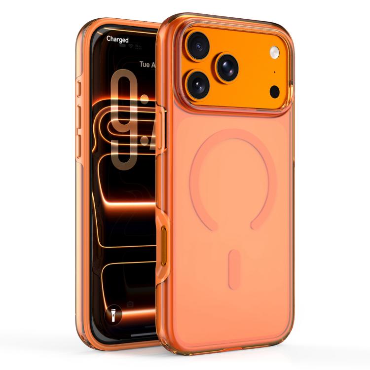 For iPhone 18 Pro Max / 17 Pro Max Dual Layer Anti Compression Magnetic Phone Case(Orange Through Hole)