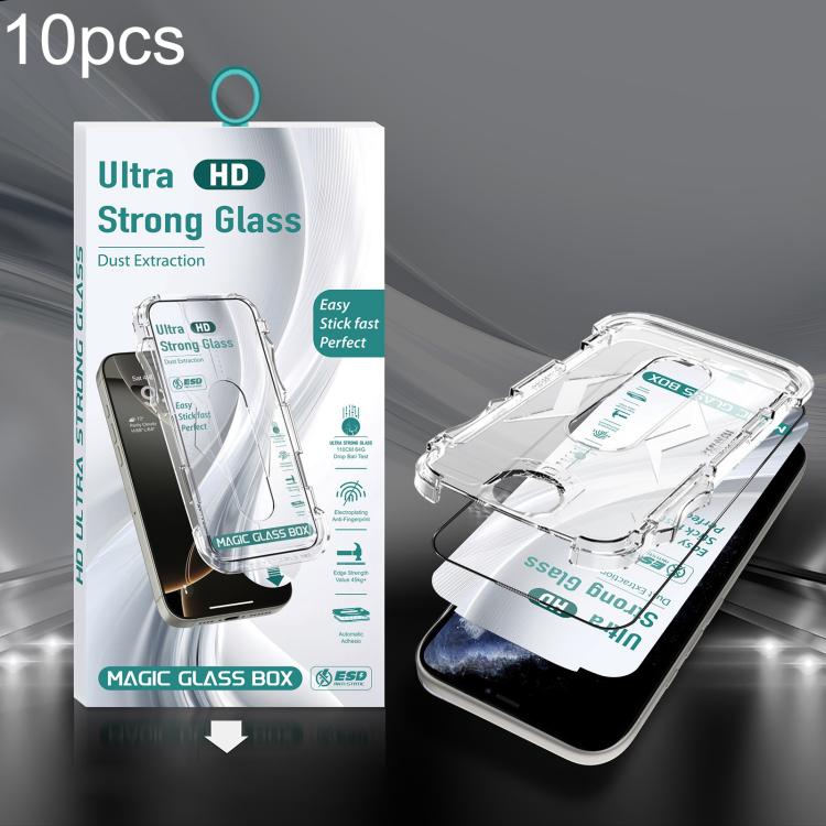 For iPhone 11 Pro 10pcs USG Easy Install Dust-proof Box HD Edge-to-Edge Tempered Glass Film