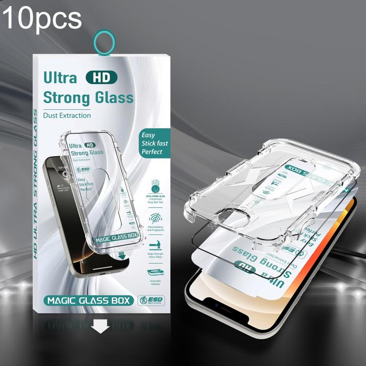 For iPhone 12 / 12 Pro 10pcs USG Easy Install Dust-proof Box HD Edge-to-Edge Tempered Glass Film