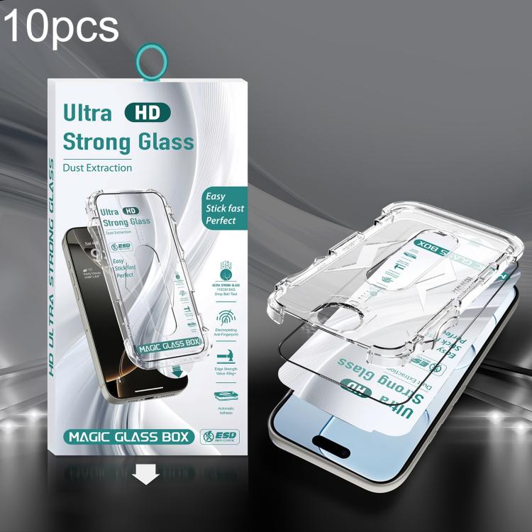 For iPhone Air 10pcs USG Easy Install Dust-proof Box HD Edge-to-Edge Tempered Glass Film