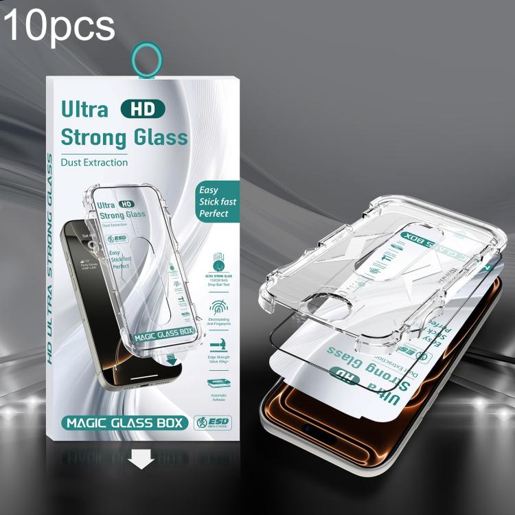 For iPhone 17 Pro Max 10pcs USG Easy Install Dust-proof Box HD Edge-to-Edge Tempered Glass Film
