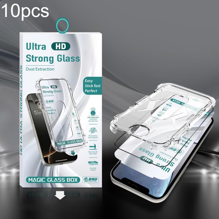 For iPhone 11 / XR 10pcs USG Easy Install Dust-proof Box HD Edge-to-Edge Tempered Glass Film