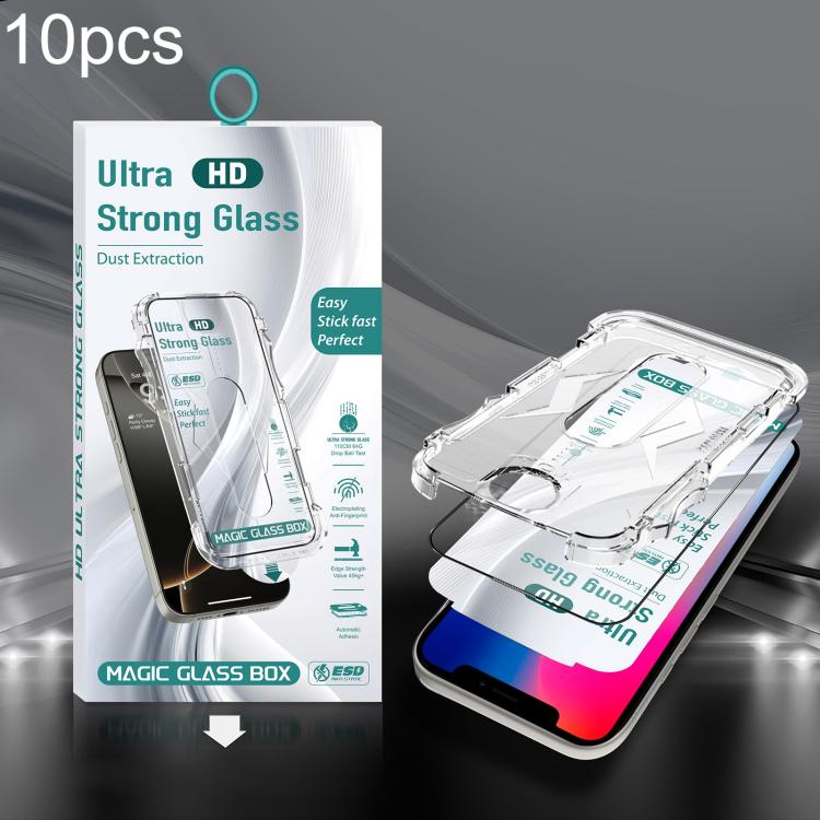 For iPhone X / XS 10pcs USG Easy Install Dust-proof Box HD Edge-to-Edge Tempered Glass Film