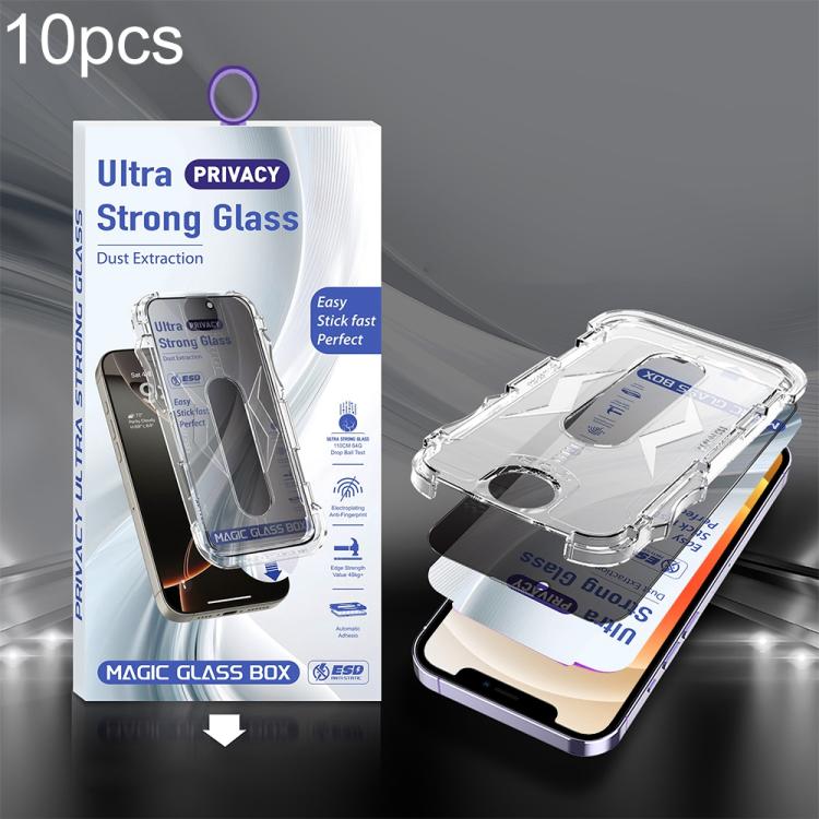 For iPhone 12 / 12 Pro 10pcs USG Easy Install Dust-proof Box Privacy Edge-to-Edge Tempered Glass Film