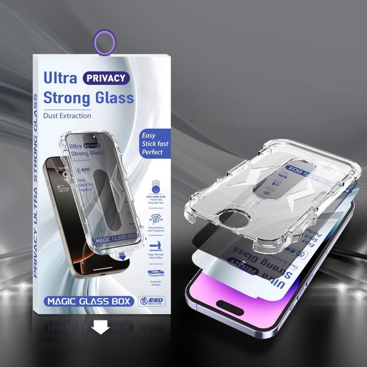 For iPhone 14 Pro Max 10pcs USG Easy Install Dust-proof Box Privacy Edge-to-Edge Tempered Glass Film