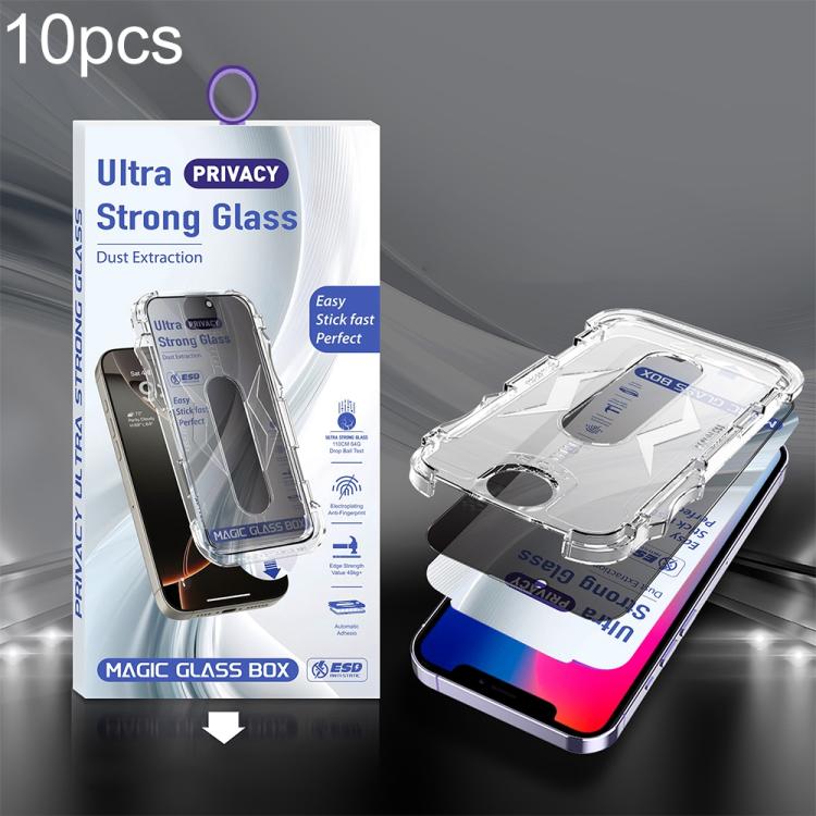 For iPhone X / XS 10pcs USG Easy Install Dust-proof Box Privacy Edge-to-Edge Tempered Glass Film