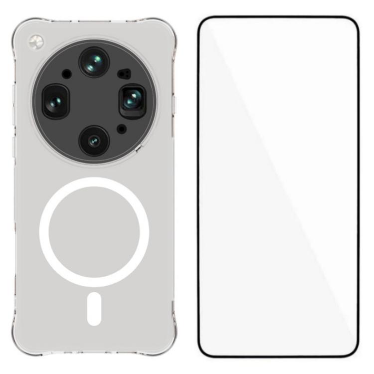 For OPPO Find X9 Ultra 5G WANLONFENG Transparent Magnetic Four-Corner Shockproof TPU Phone Case with Screen Film(Transparent)