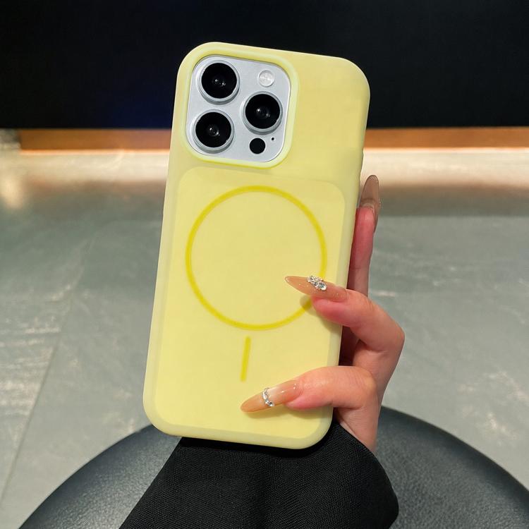 For iPhone 16 Pro Max Ice Cream Skin Feel Liquid Silicone Fine Circle Magnetic Phone Case(Yellow) — купить у Sunsky-online WW
