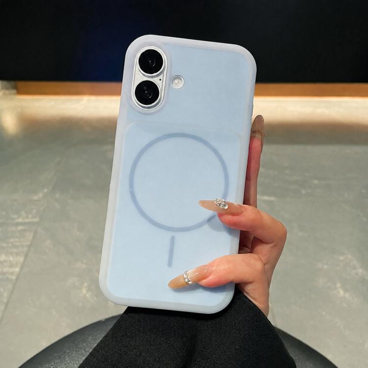 For iPhone 16 Ice Cream Skin Feel Liquid Silicone Fine Circle Magnetic Phone Case(Sky Blue) — купить у Sunsky-online WW