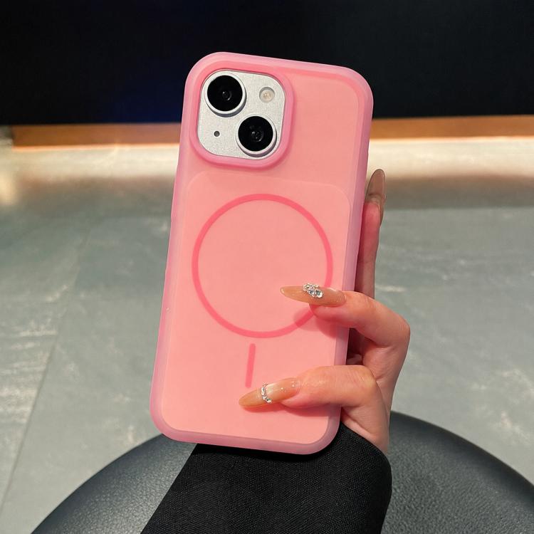 For iPhone 14 Ice Cream Skin Feel Liquid Silicone Fine Circle Magnetic Phone Case(Berry Pink) — купить у Sunsky-online WW