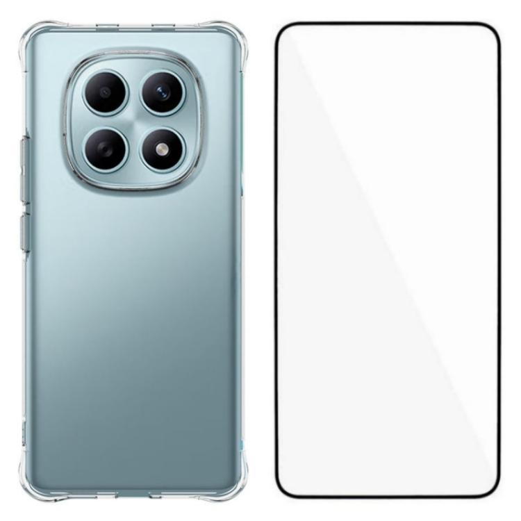 For Redmi Note 14 Pro+ 5G WANLONFENG Transparent Four-Corner Shockproof TPU Phone Case with Screen Film(Transparent)