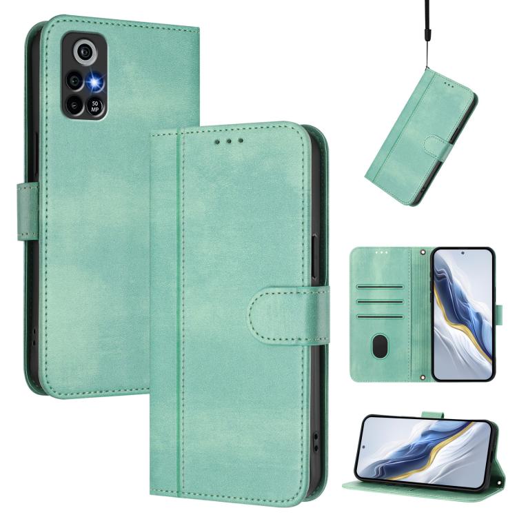 

For Orbic Trophy 5G Verizon Line Splicing Buckle Retro Leather Phone Case(Mint Green)