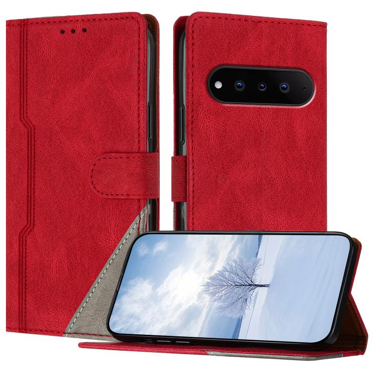 

For Natural Ai Phone 5G Color Matching Buckle Clasp Vegan Leather Phone Case(Red)