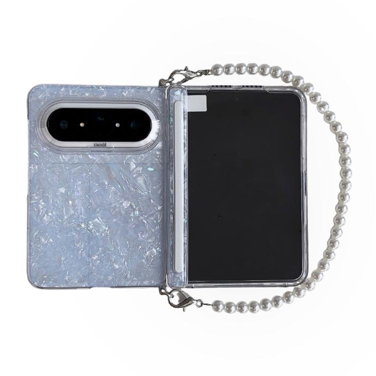 

For Huawei Pura X Max Side Clip DIY Shell Pattern Phone Case with Bracelet & Film(Blue)