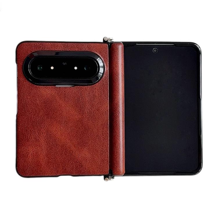 

For Huawei Pura X Max Side Clamp Central Axis Magnetic Crazy Horse Leather Texture Phone Case(Dark Brown)