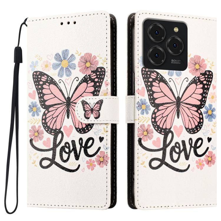 

For Ulefone Note 20 Pro CH002 Colored Drawing Buckle Clasp Vegan Leather Phone Case(Pink Butterflies)