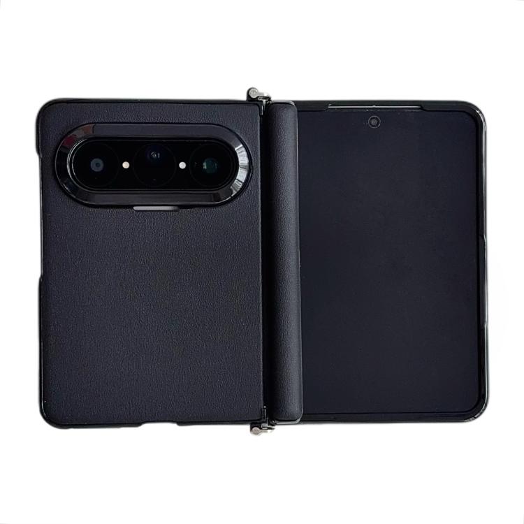 

For Huawei Pura X Max Side Clamp Central Axis Morandi Solid Color Leather Texture Phone Case(Black)