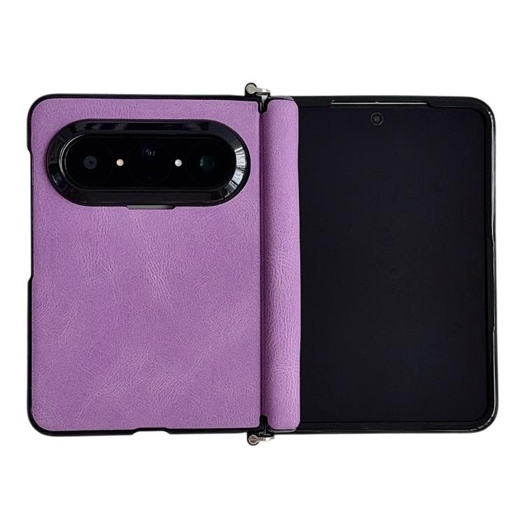 

For Huawei Pura X Max Side Clamp Central Axis Lambskin Leather Phone Case(Purple)