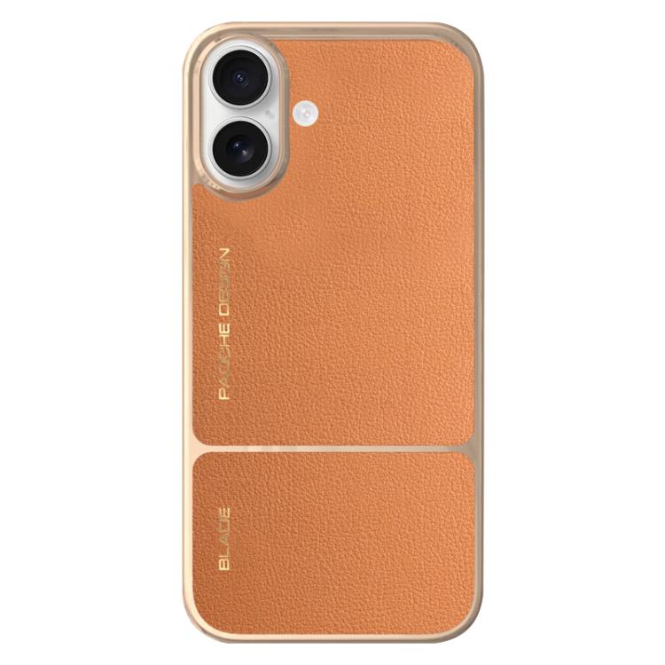 For iPhone 17 Electroplated Magnetic PC Hybrid PU Phone Case(Brown)