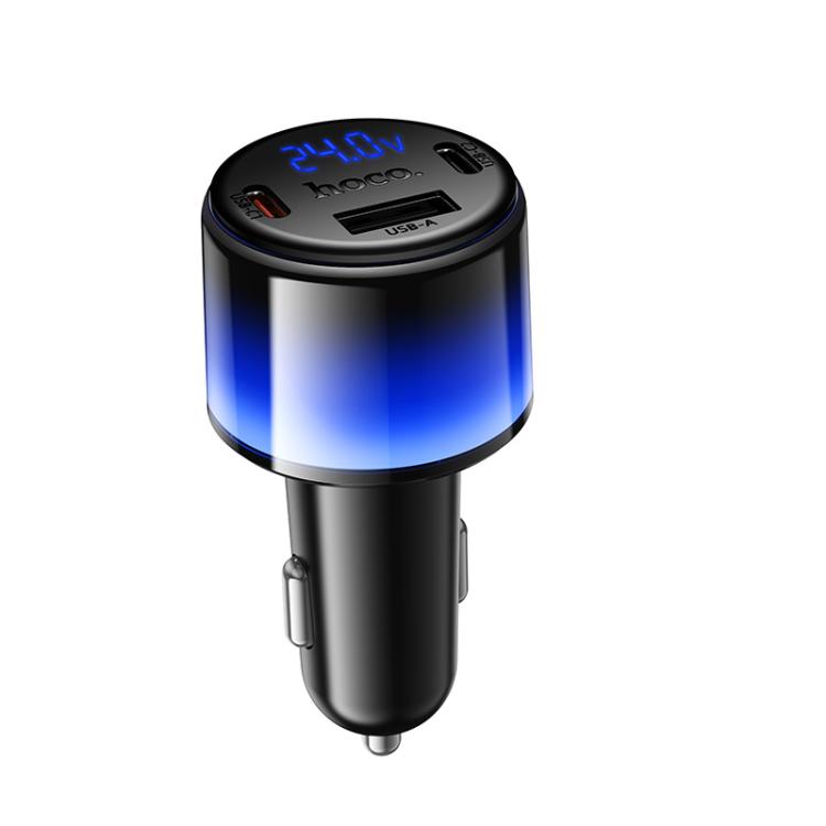 

hoco Z69B PD57W USB and Type-Cx2 Colorful Light Digital Display Car Charger(Black)