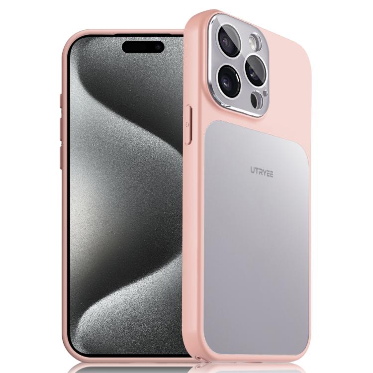 For iPhone 15 Pro UTRYEE Colorful Silver Magnetic Phone Case(Pink)