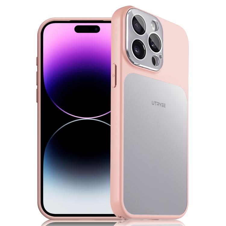 For iPhone 14 Pro Max UTRYEE Colorful Silver Magnetic Phone Case(Pink)