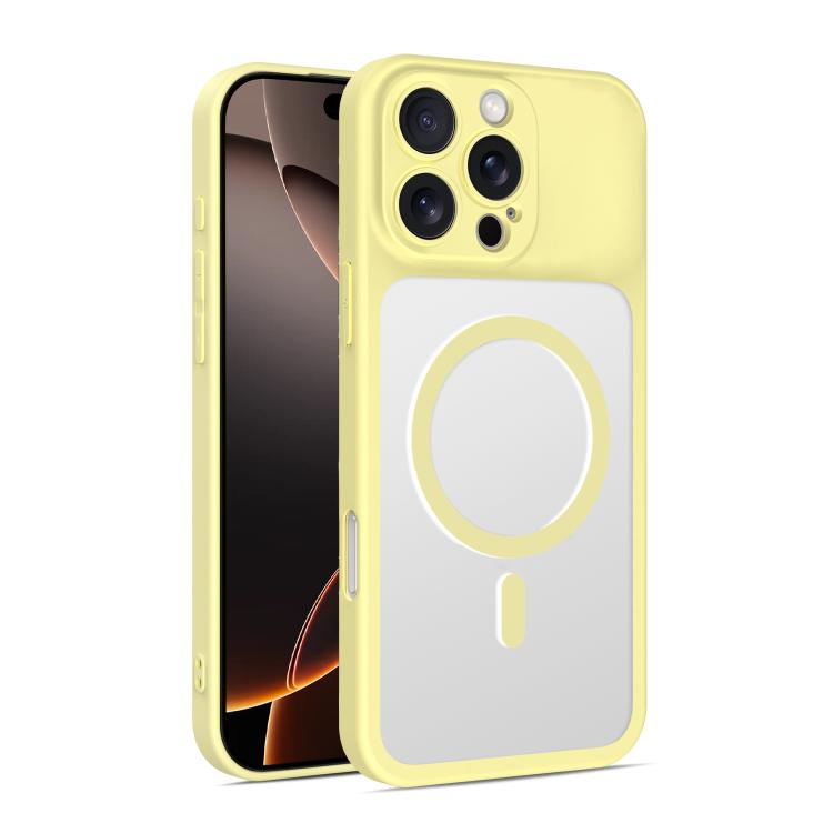 For iPhone 16 Pro Max Ultra-thin Frosted Magnetic TPU Hybrid PC Phone Case(Yellow) — купить у Sunsky-online WW